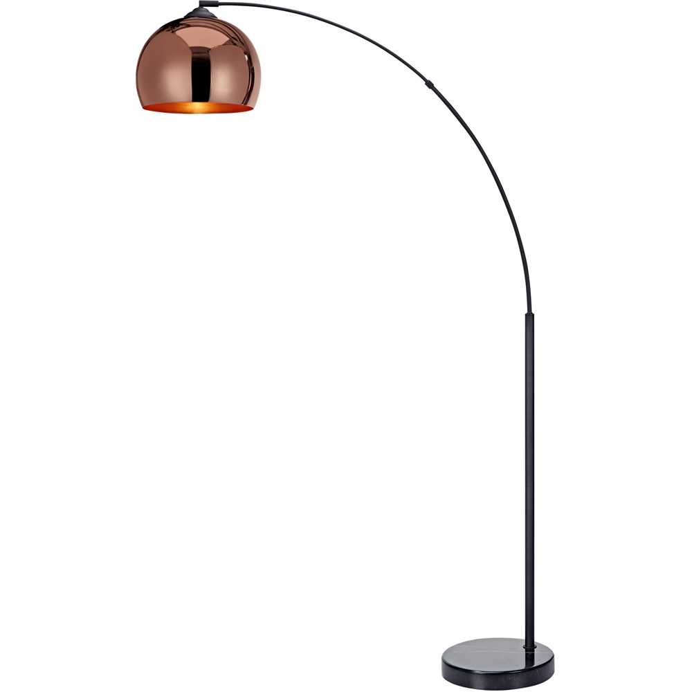 Teamson Home Arquer Arc Black Marble Base Rose Gold Shade Floor Lamp Image 1
