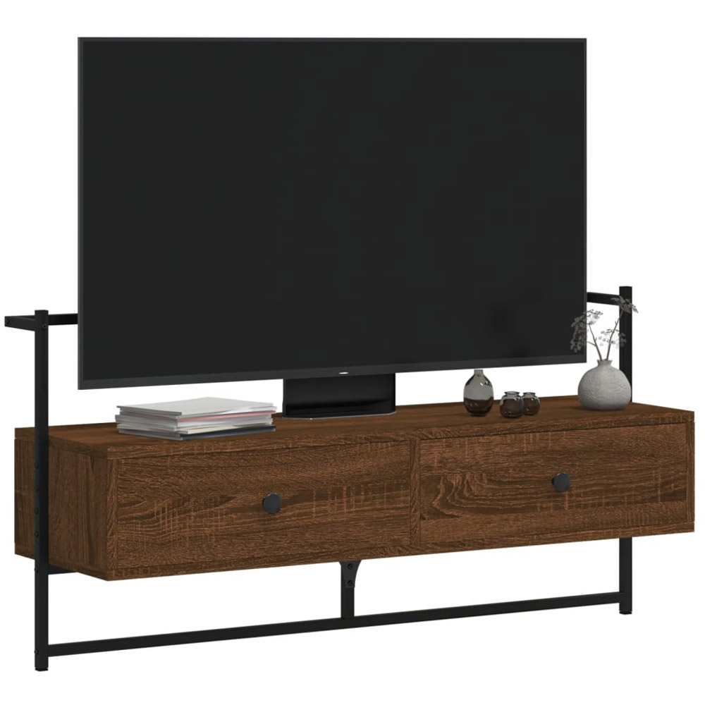 vidaXL 2 Drawer Brown Oak and Black TV Cabinet Image 4