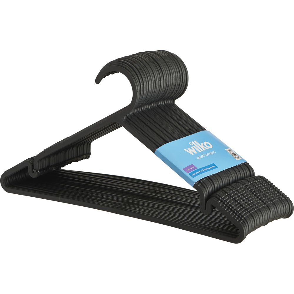 Wilko Black Coat Hanger 30 Pack   Image 1