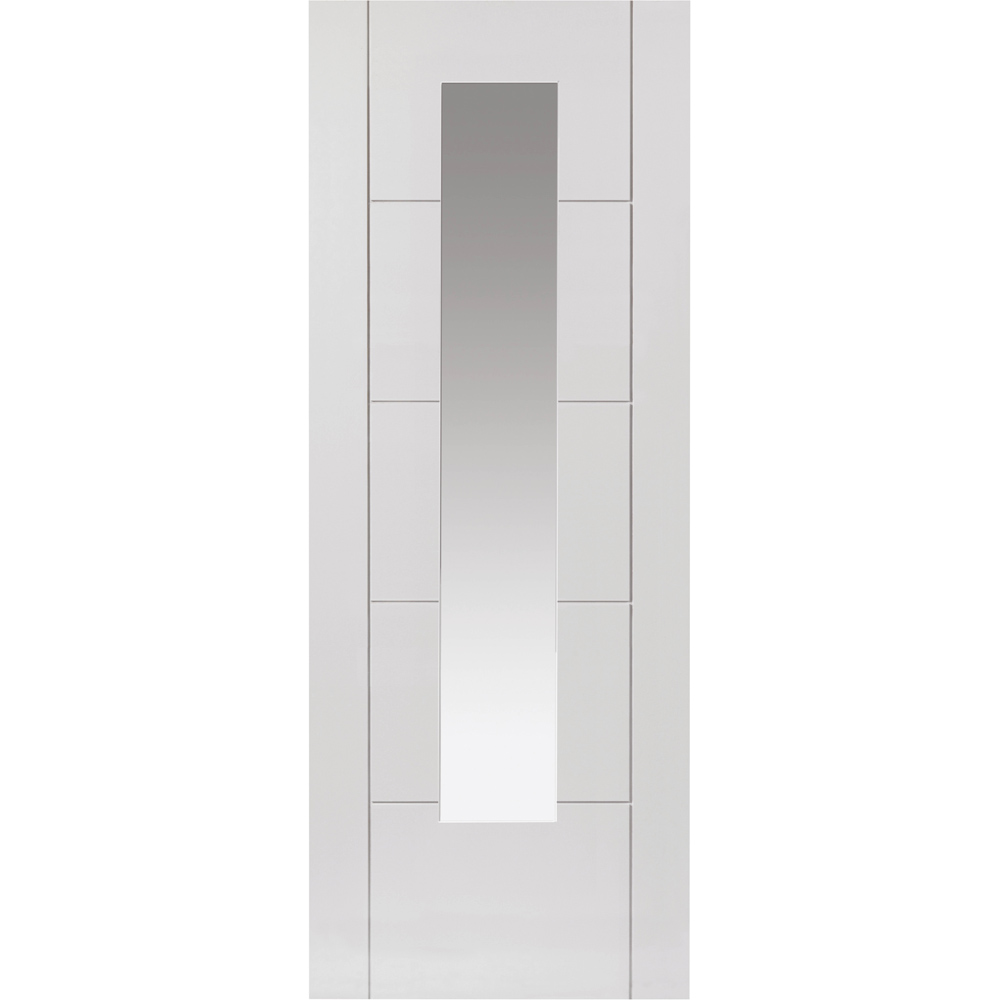JB Kind Emral Modern Clear Glazed White Internal Door 1981 x 838mm Image 1
