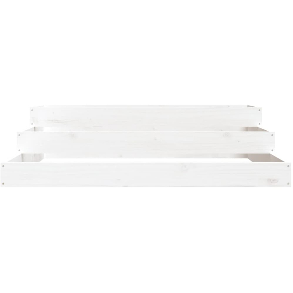 vidaXL White Solid Pine Wood Stair Step Garden Planter 27 x 107 x 107cm Image 3