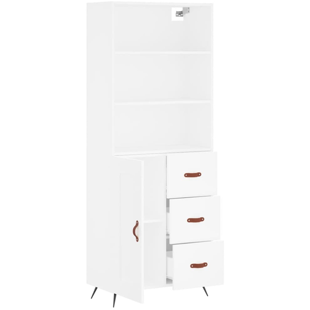 vidaXL Single Door 3 Drawer 3 Shelf White Highboard Image 4