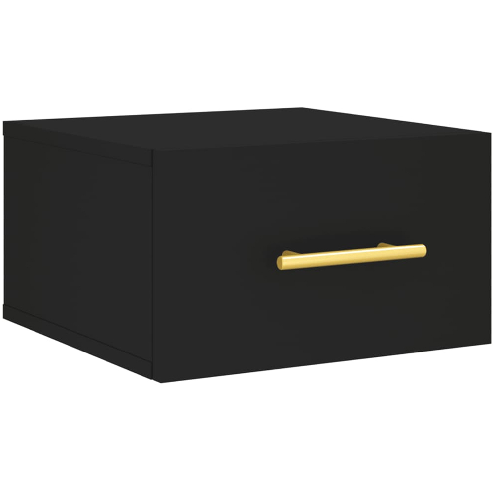 vidaXL Single Drawer Black Wall Mounted Bedside Table Image 2