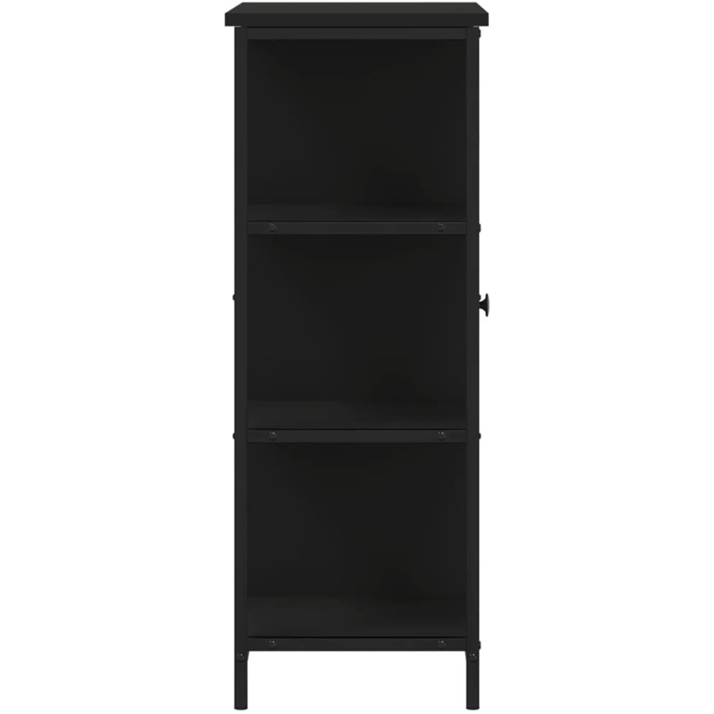 vidaXL Single Door 3 Shelf Black Wooden Sideboard Image 7