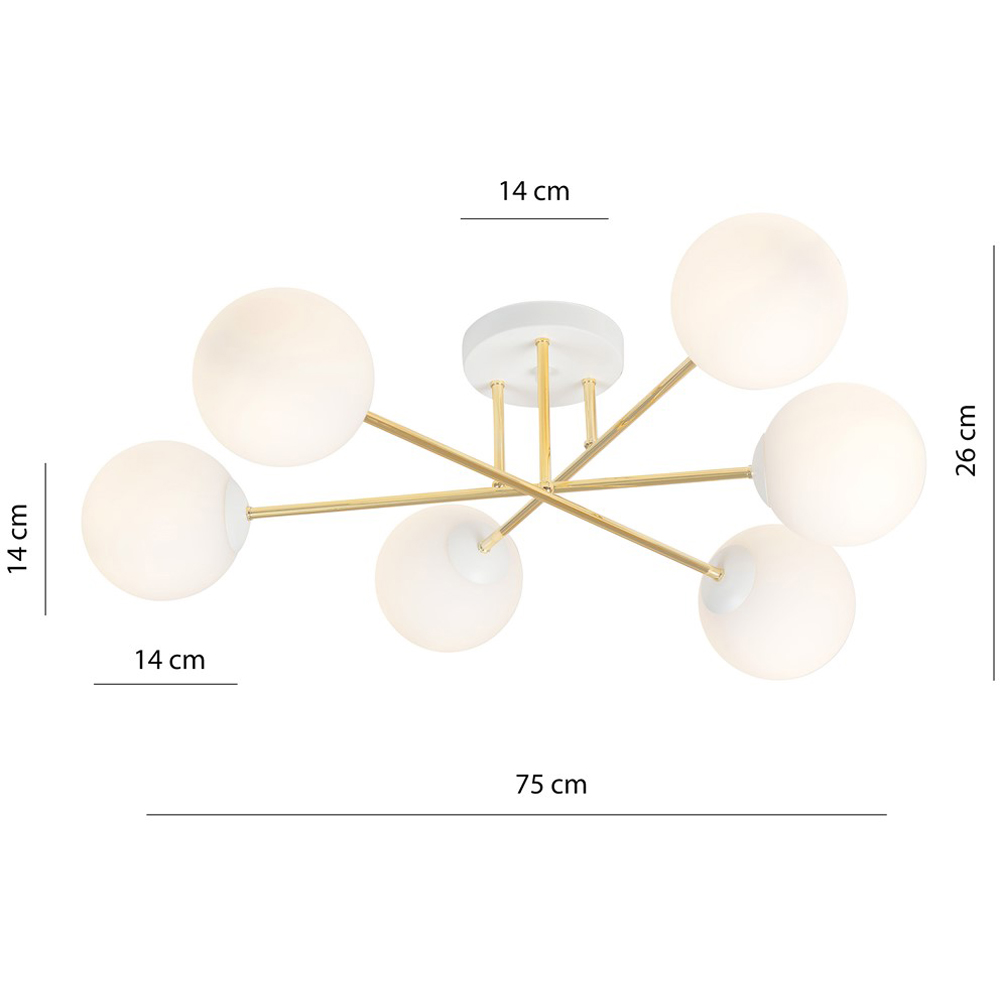 Emibig Magnum 6 Light White Shade White and Gold E14 Ceiling Light Image 8