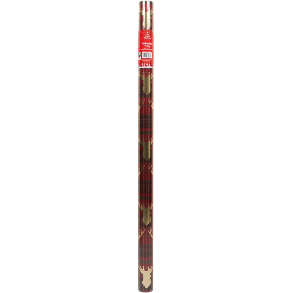 Festive Tartan Stag Gift Wrap Image 4