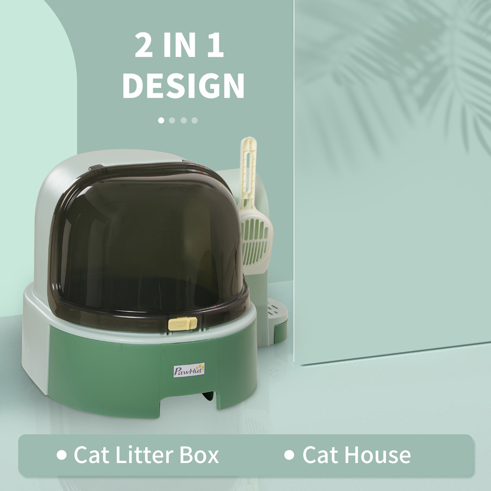 PawHut Green 2 in 1 Cat Litter Box 42 x 52 x 60cm Image 4