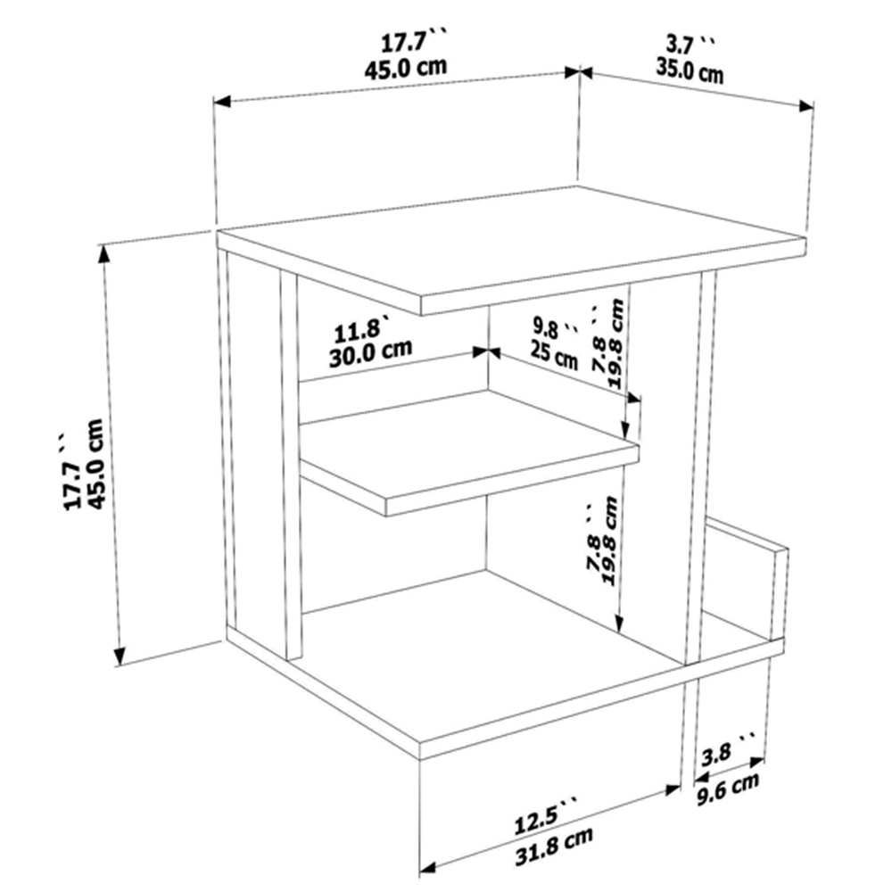 Decorotika Karamira 3 Shelf Cottonbeige Bedside Table Image 7