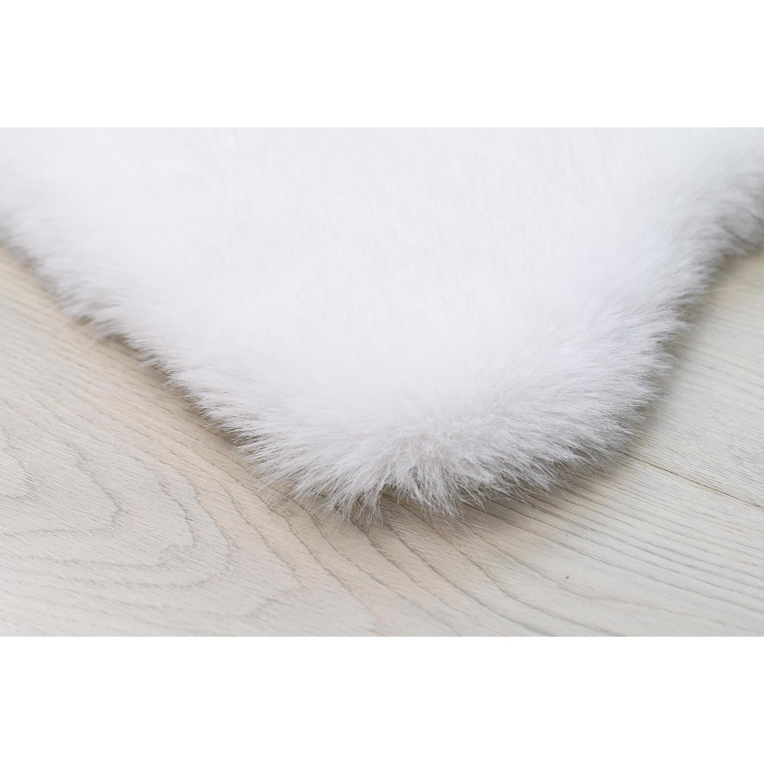 White Faux Rabbit Fur Rug 90 x 60cm Image 3
