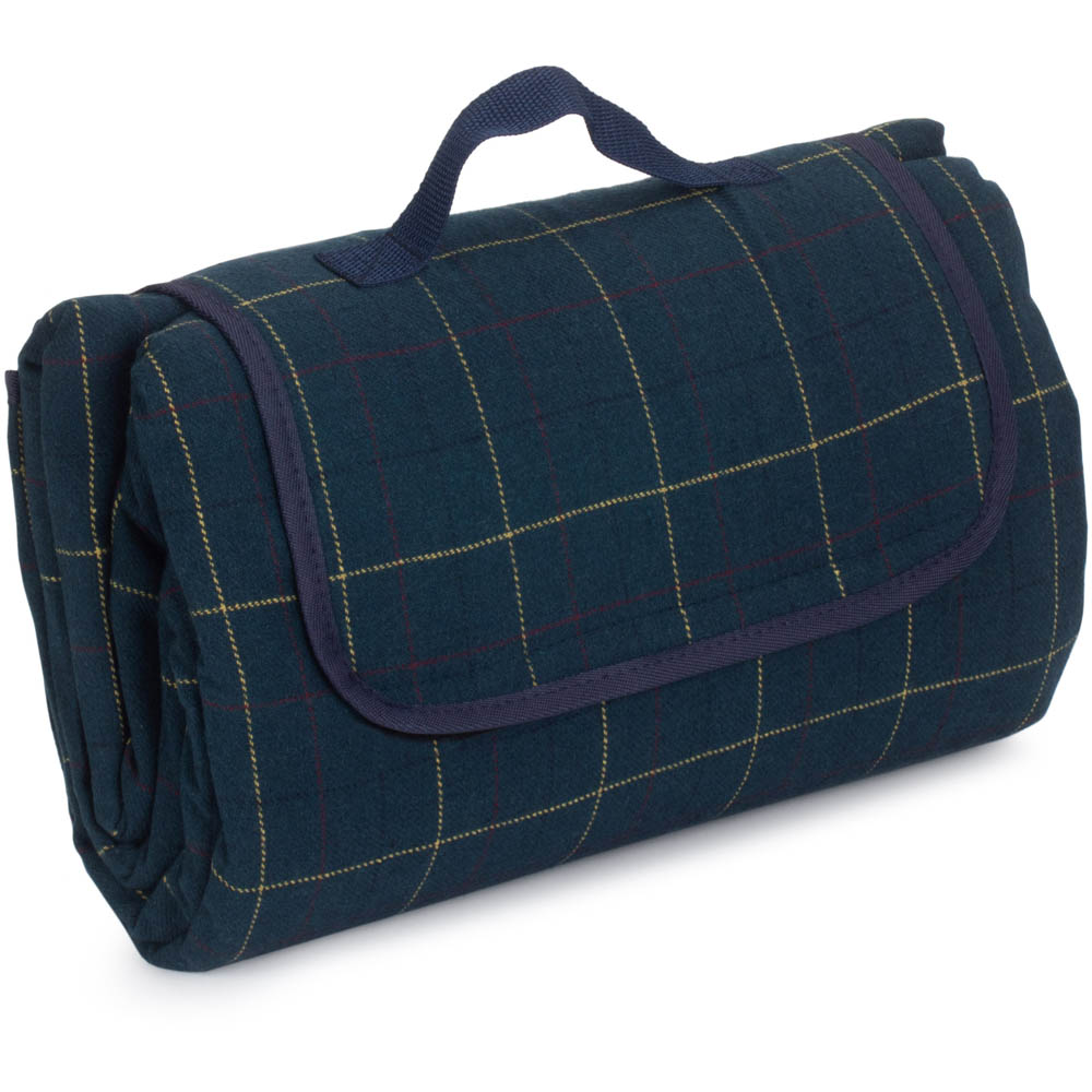 Red Hamper Luxury Blue Tweed Picnic Blanket Image 1