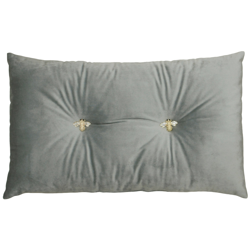 Paoletti Bumble Bee Silver Velvet Cushion Image 1