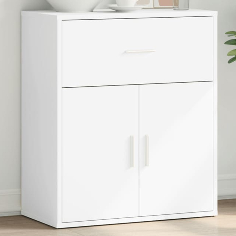 vidaXL 2 Door Single Drawer White Sideboard Image 1