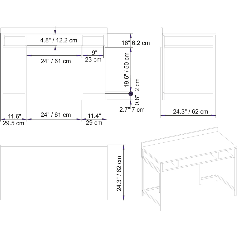 Decorotika Tumata 3 Shelf Study Desk White Image 5