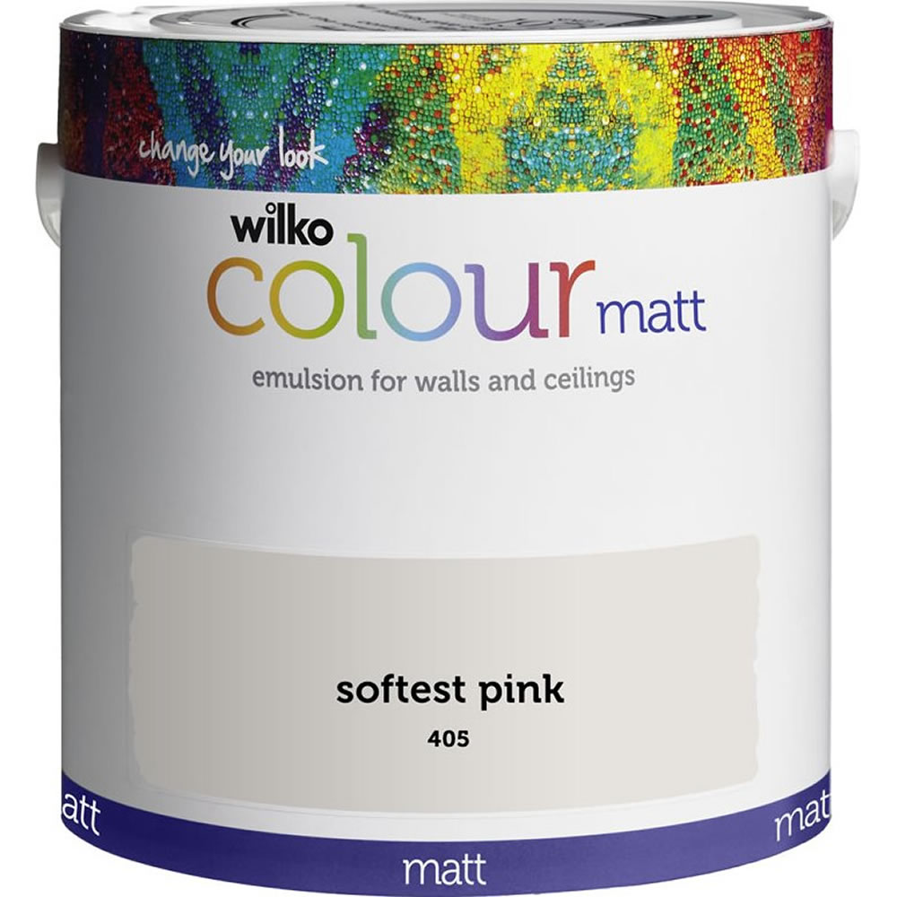 Wilko Softest Pink Matt Emulsion Paint 2.5L Image 1