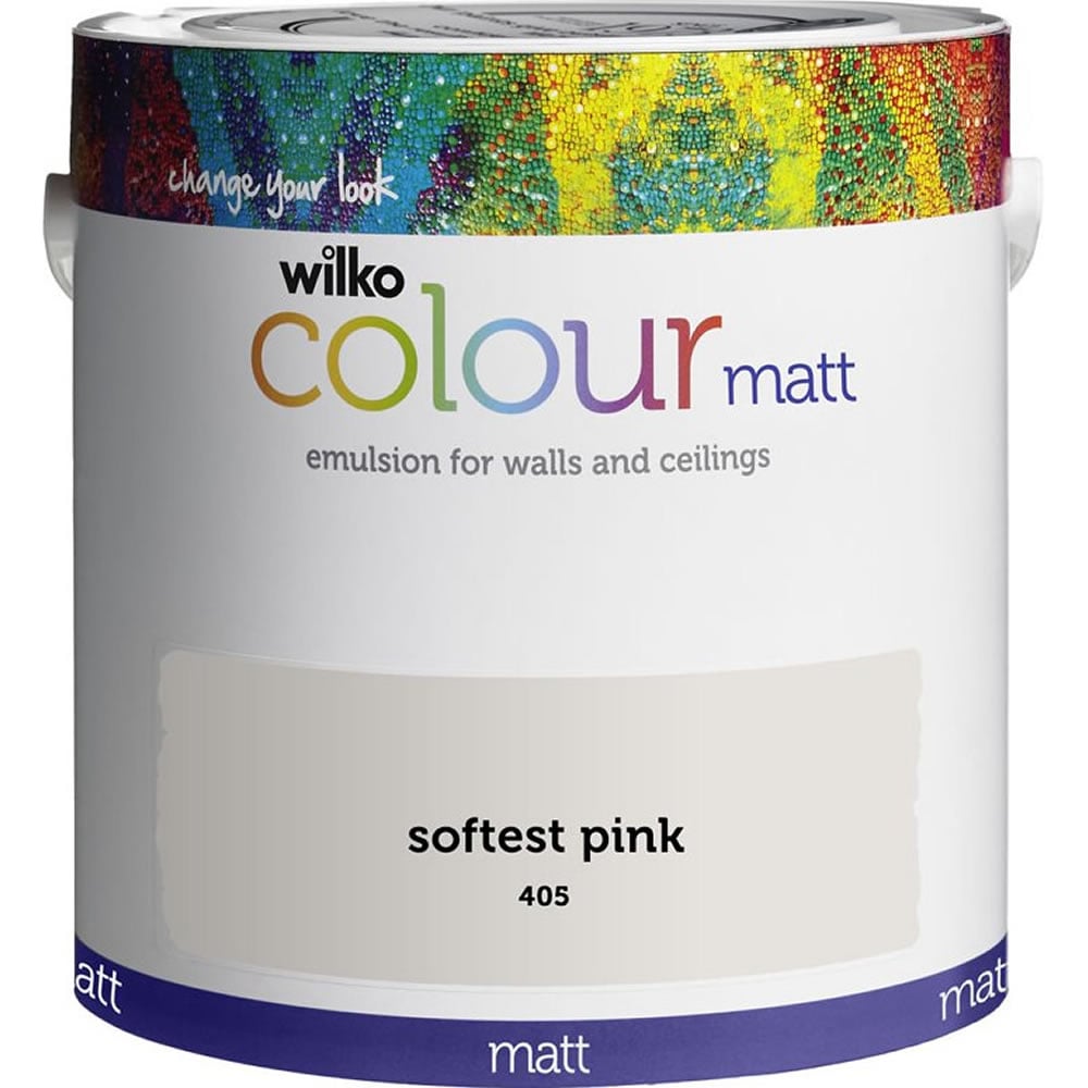 Wilko Softest Pink Matt Emulsion Paint 2.5L Wilko