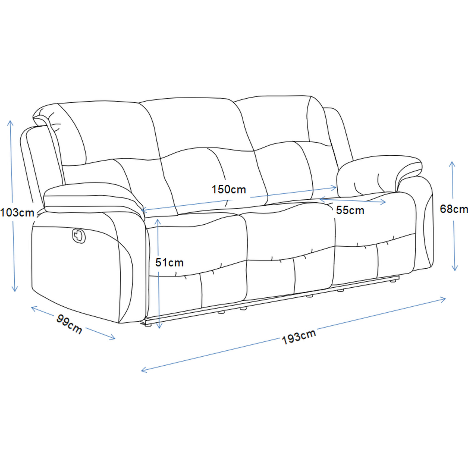 Milano 3 Seater Grey Fabric Recliner Sofa Image 5