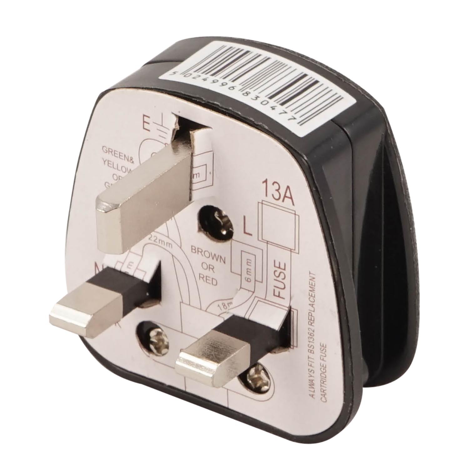 3 Pin Plug 13A - Black Image 1