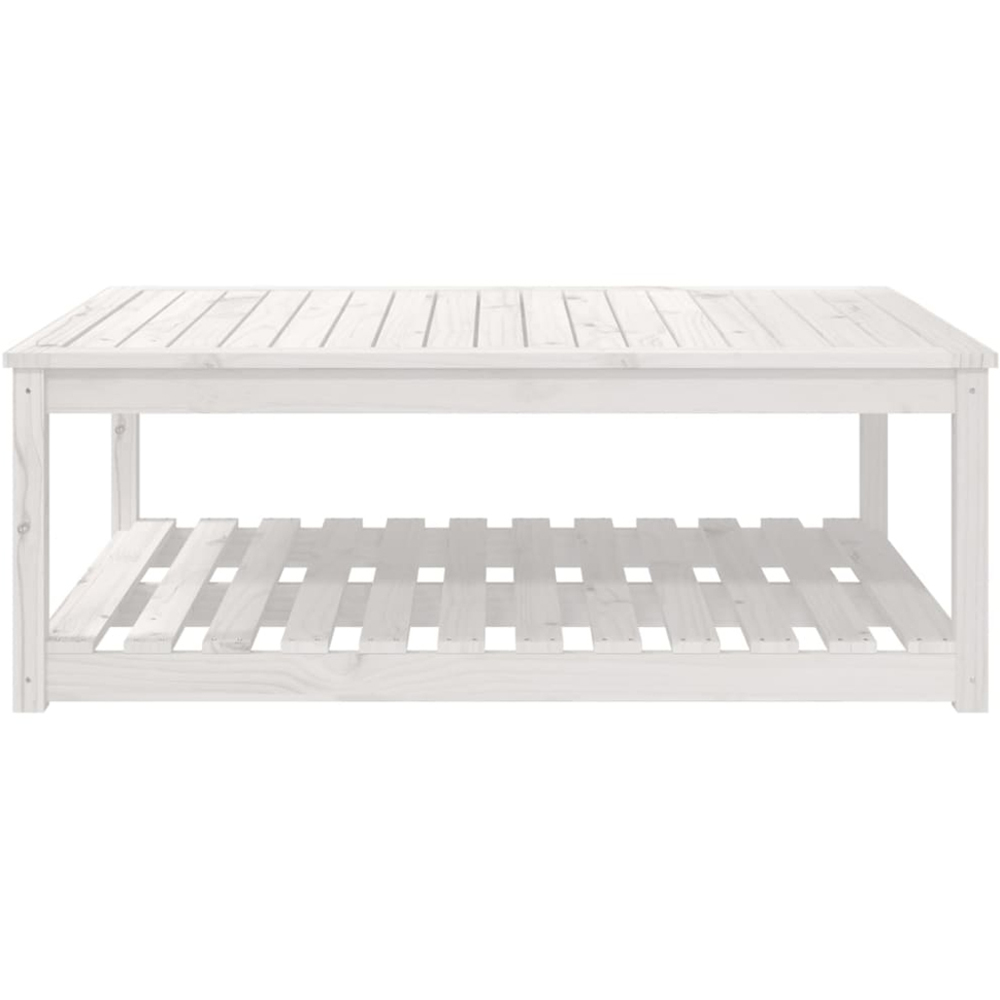 vidaXL Single Shelf White Solid Pine Wood Slatted Garden Table 121 x 82.5cm Image 3