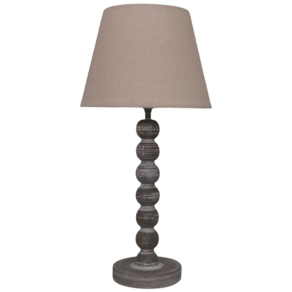 Acacia Home Cream Linen Shade Grey Table Lamp Image 1