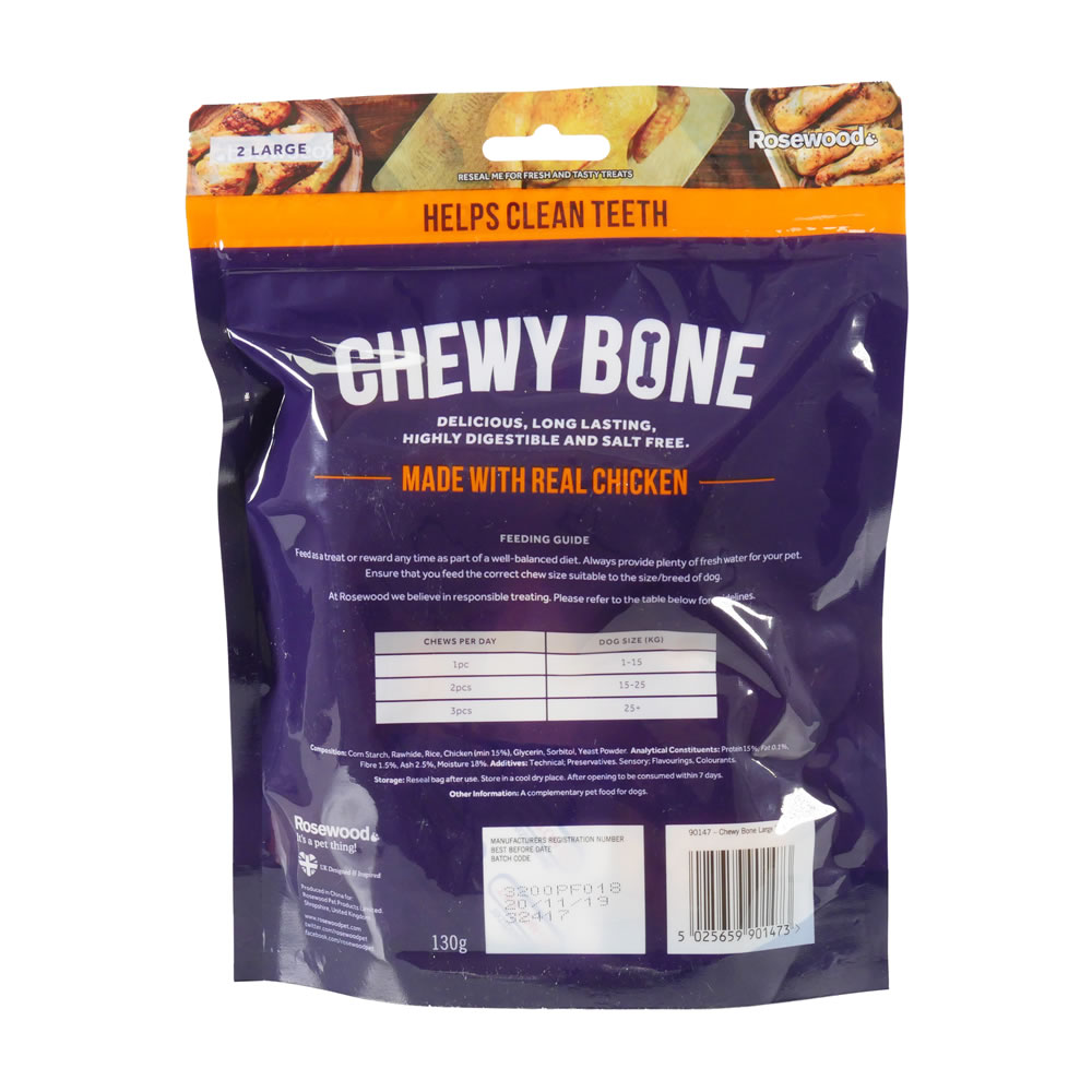 Rosewood 2 pack Chewy Chicken Bones for Dogs Wilko