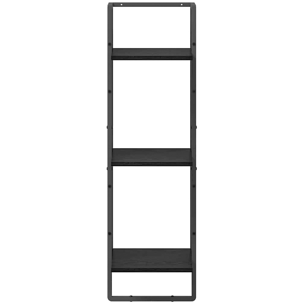 vidaXL 3 Shelf Black Oak Wall Shelf Image 4