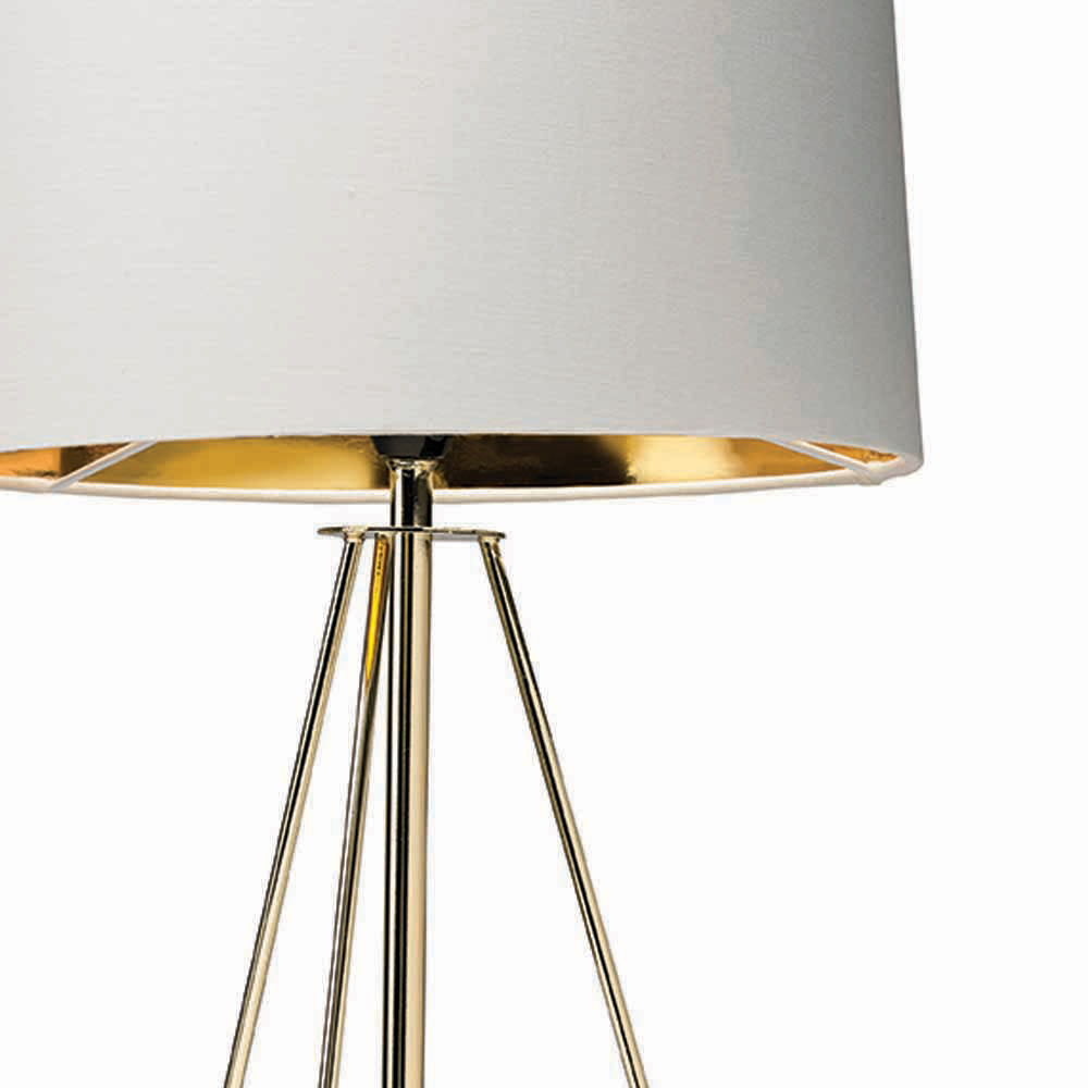 The Lighting and Interiors Gold and Cream Ziggy Tripod Table Lamp Image 3