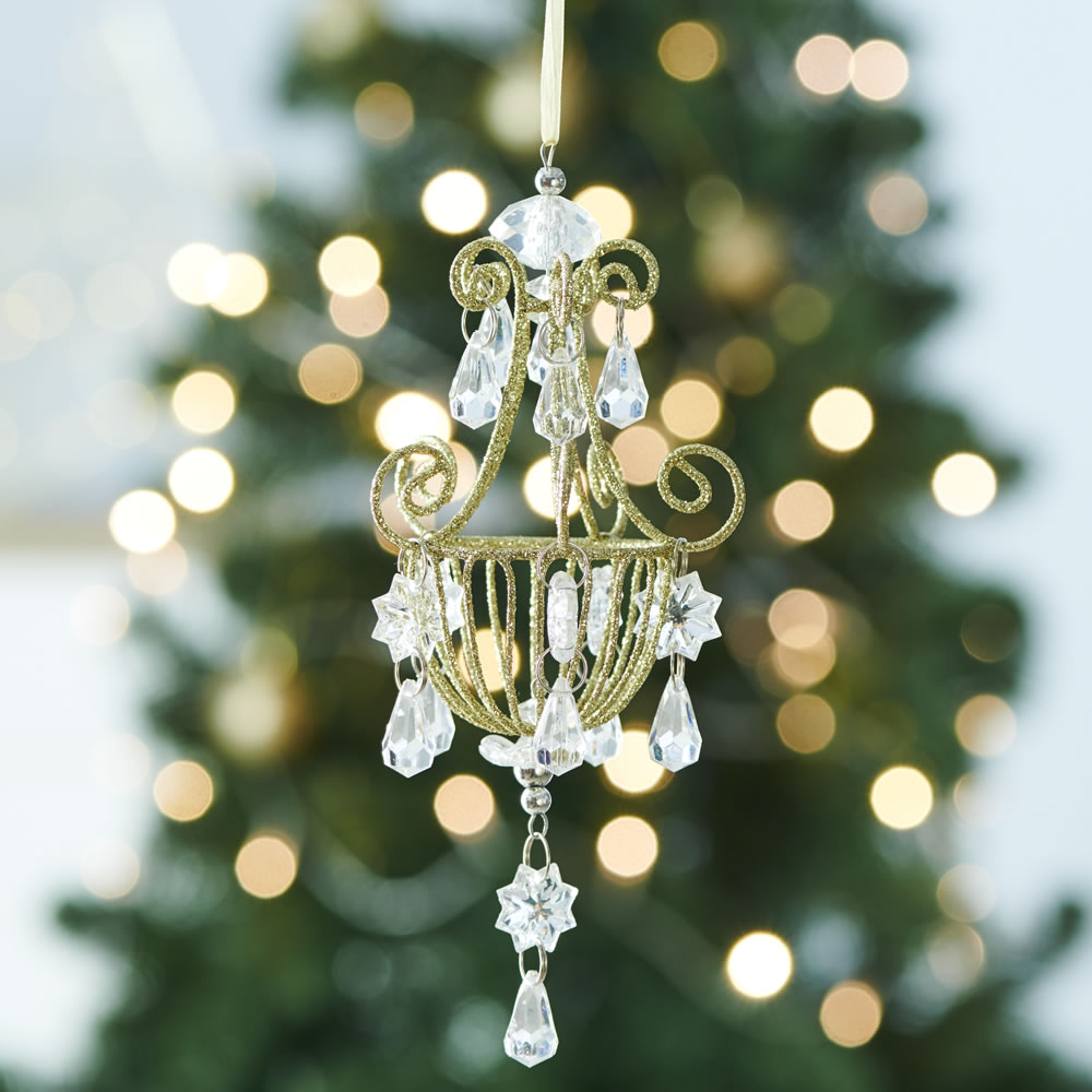 Wilko Midnight Magic Gold Chandelier Christmas Tree Decoration Image 3