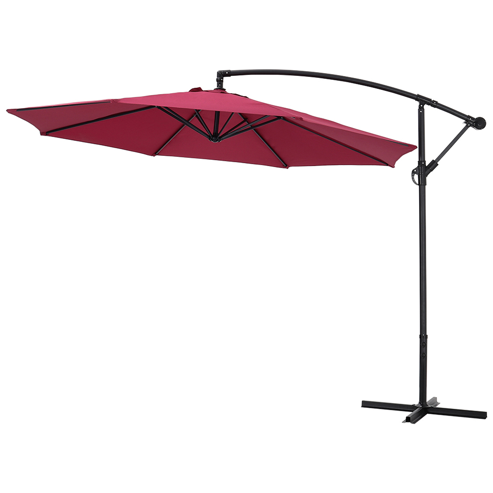 Living and Home Red Cantilever Parasol with Cross Base 3m Image 3