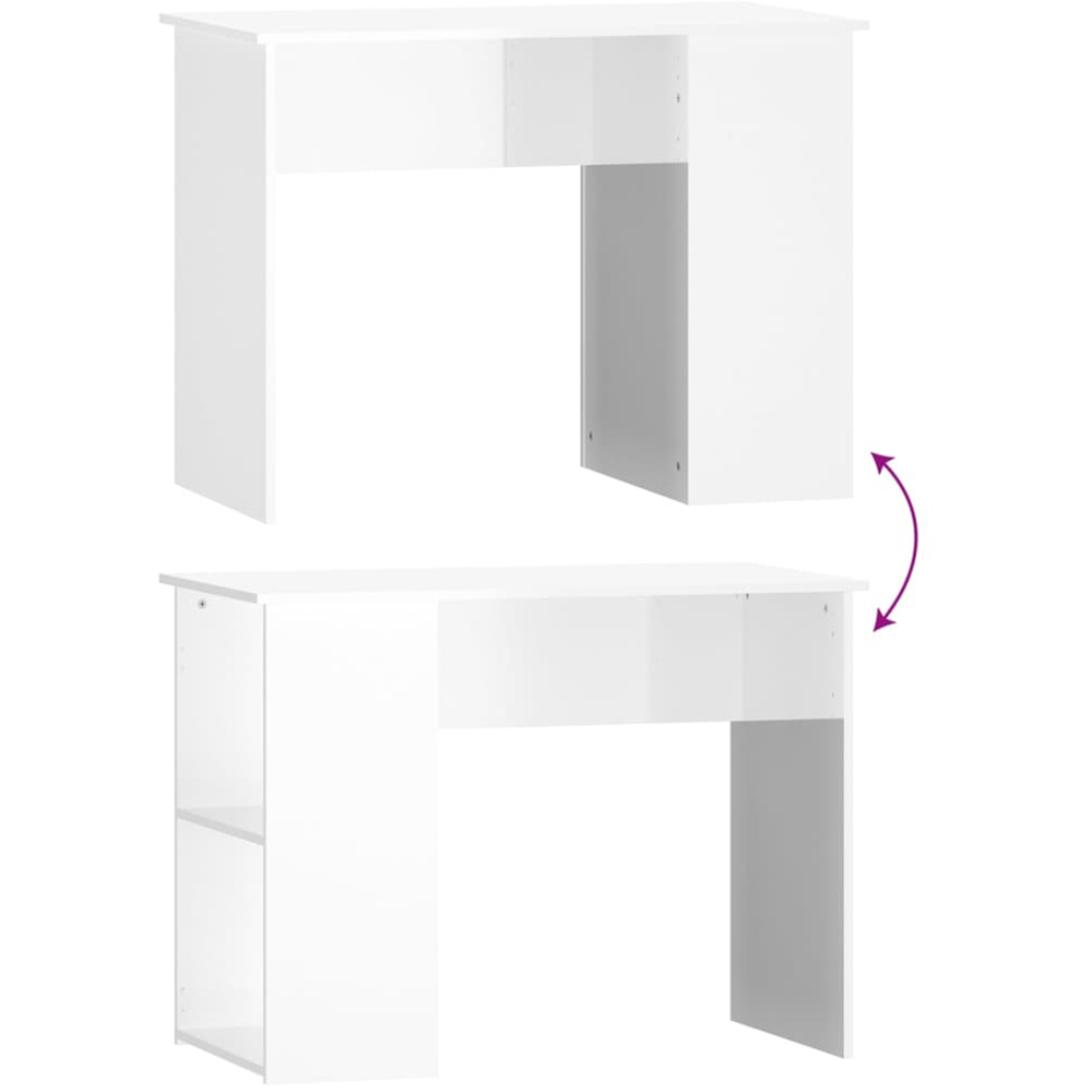vidaXL 2 Shelf Computer Desk High Gloss White Image 6