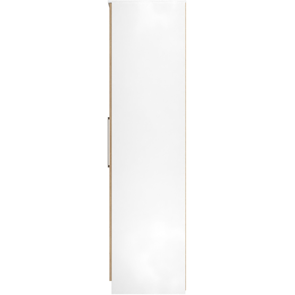 Crowndale Worcester 3 Door 2 Drawer Slatt Effect and White Tall Mirrored Wardrobe Ready Assembled Image 7