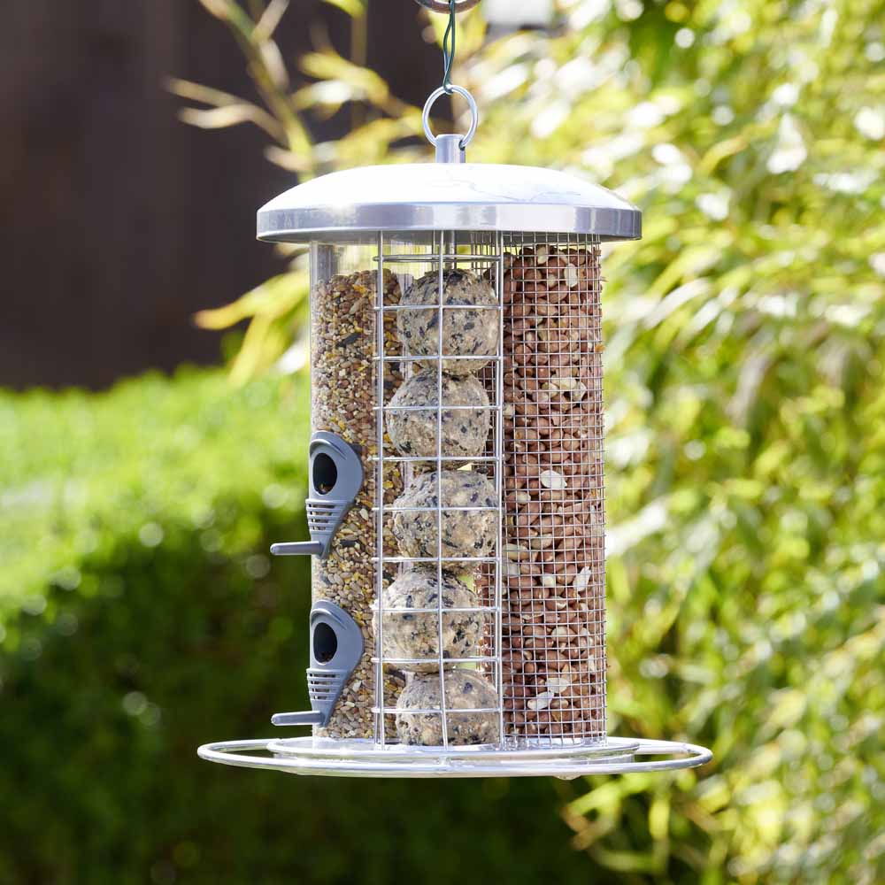 Wilko 3-in-1 Premium Metal Wild Bird Seed Nut Fat Ball Feeder Image 6