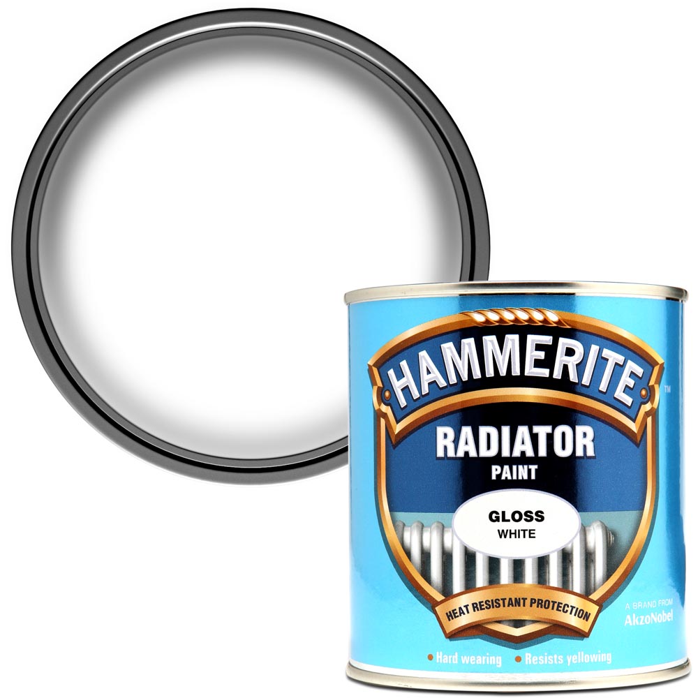 Hammerite Radiator White Gloss Paint 400ml Image 1