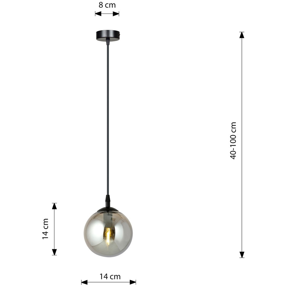 Emibig Cosmo Single Light Graphite Shade Black E14 Ceiling Pendant Light Image 9