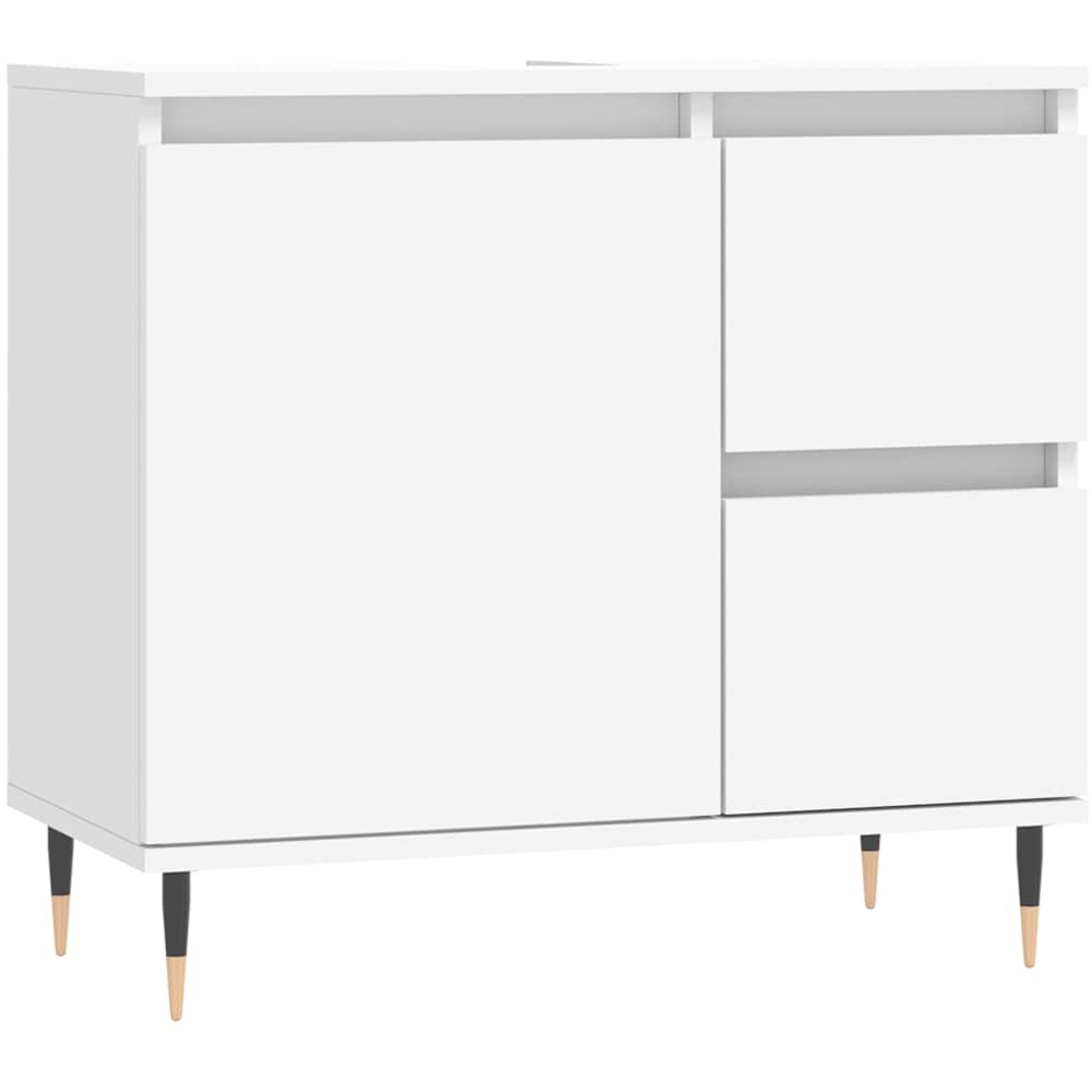 vidaXL Single Door 2 Drawer White Bathroom Cabinet Image 2