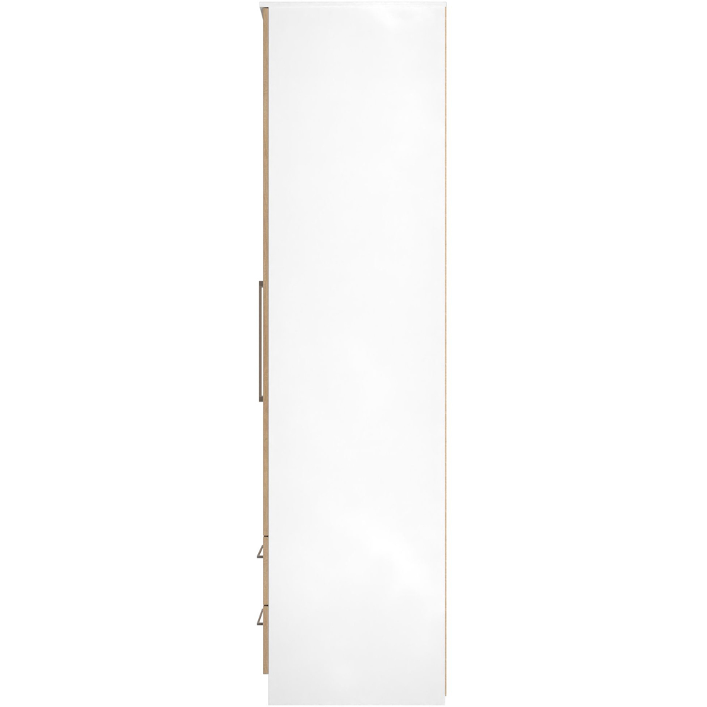 Crowndale Worcester 2 Door 2 Drawer Slatt Effect and White Tall Wardrobe Ready Assembled Image 6