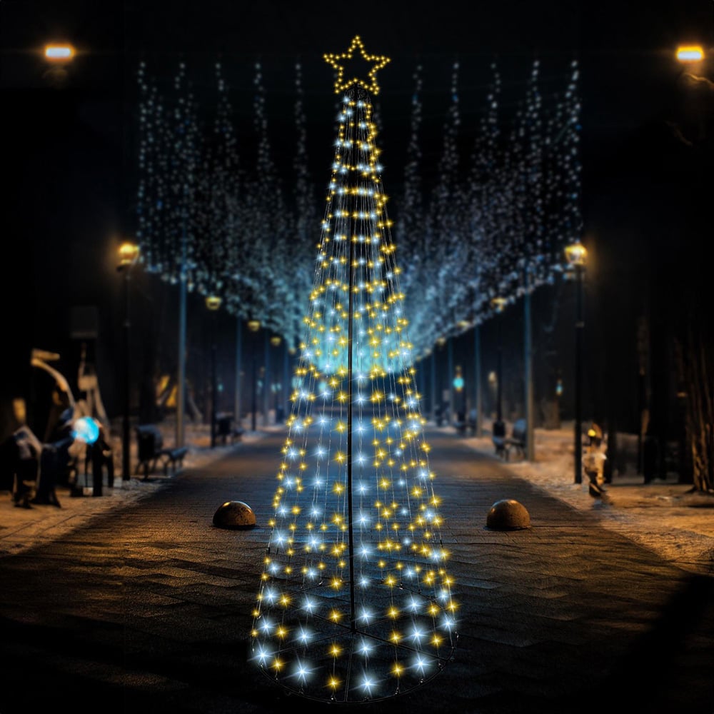 Shatchi White and Warm White LED Pre Lit Maypole Artificial Christmas Tree 7.1ft Image 2