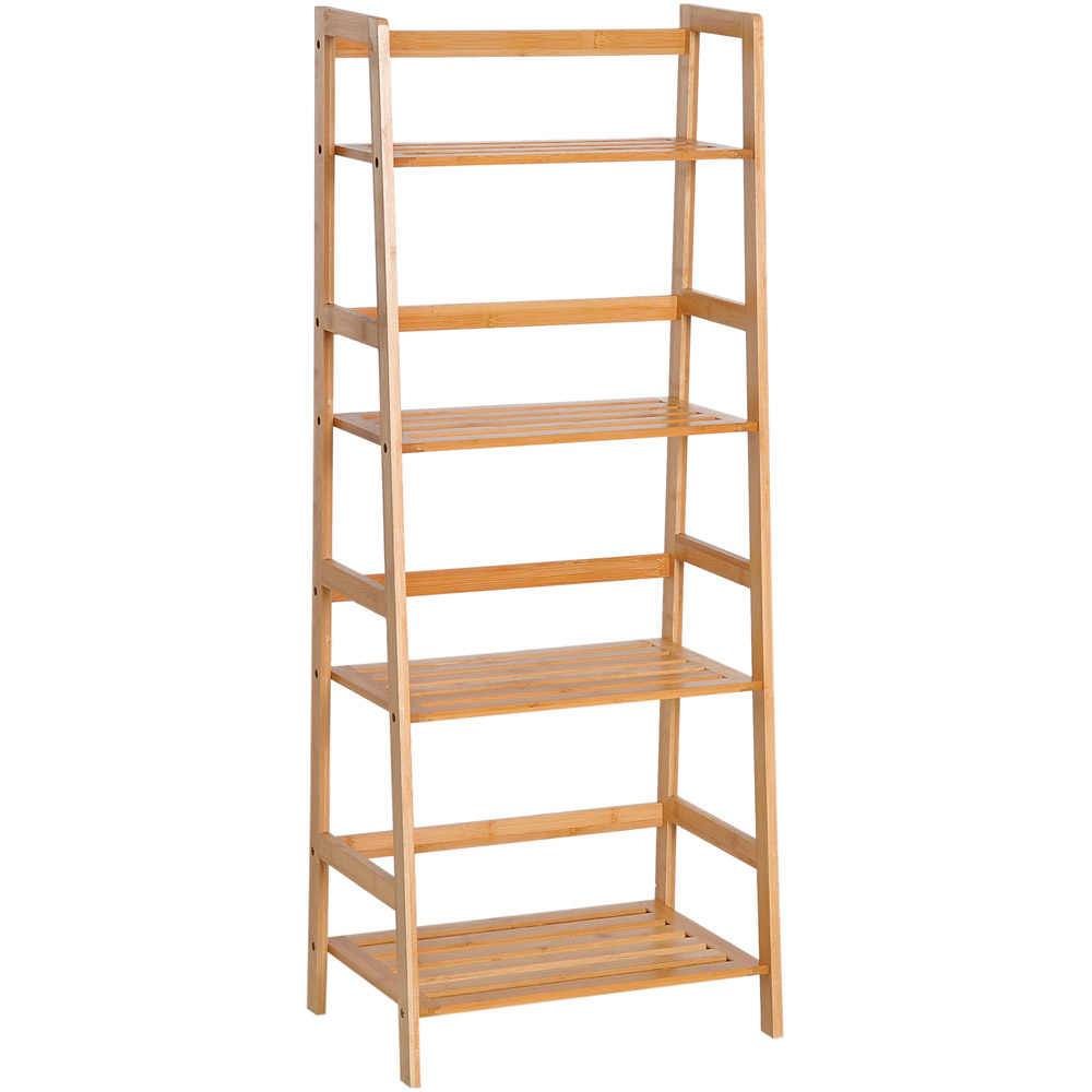 Portland 4 Shelf Bamboo Ladder Freestanding Bookshelf Image 2