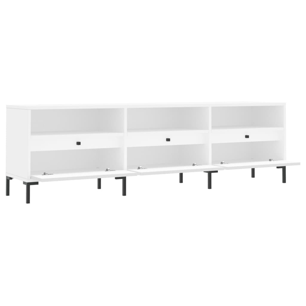 vidaXL 3 Door 3 Shelf White TV Cabinet Image 6
