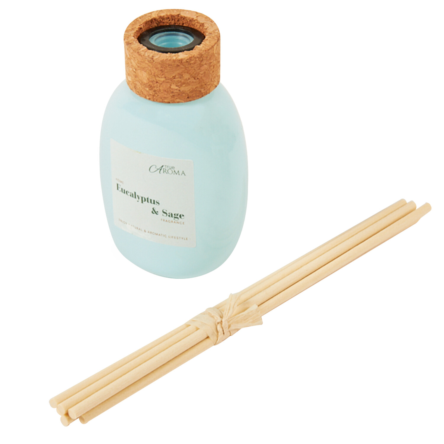 Eucalyptus and Sage Cork Diffuser 100ml - Blue Image 3