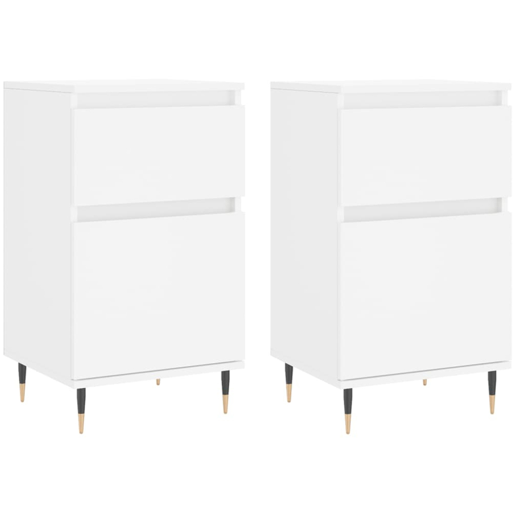 vidaXL Single Door Single Drawer White Sideboard Set of 2 Image 2