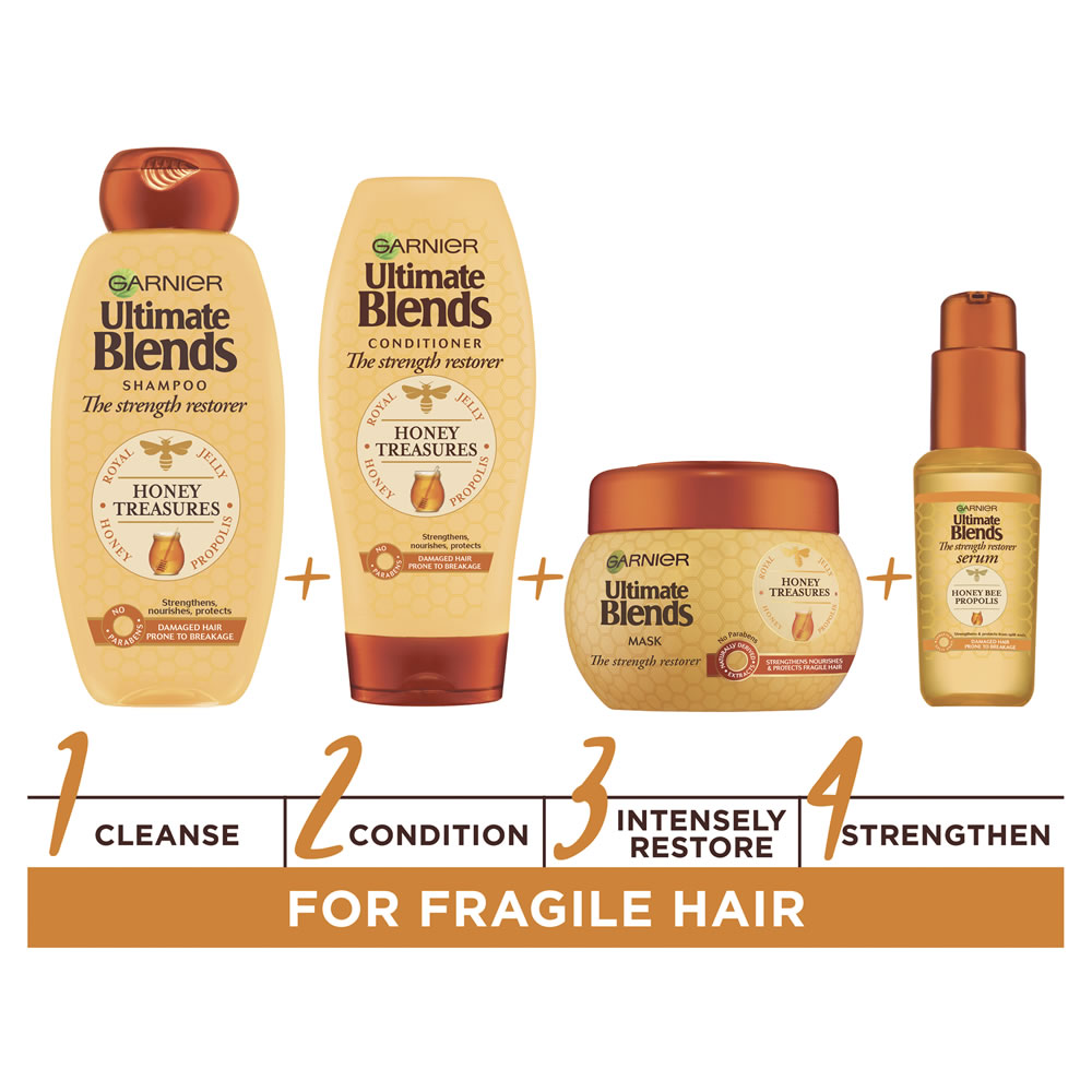 Garnier Ultimate Blends Honey Treasures Strengthening Shampoo 360ml Image 4