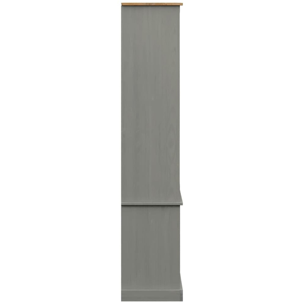 vidaXL 4 Door 4 Shelf Grey Solid Pine Wood Glass Display Cabinet Image 6