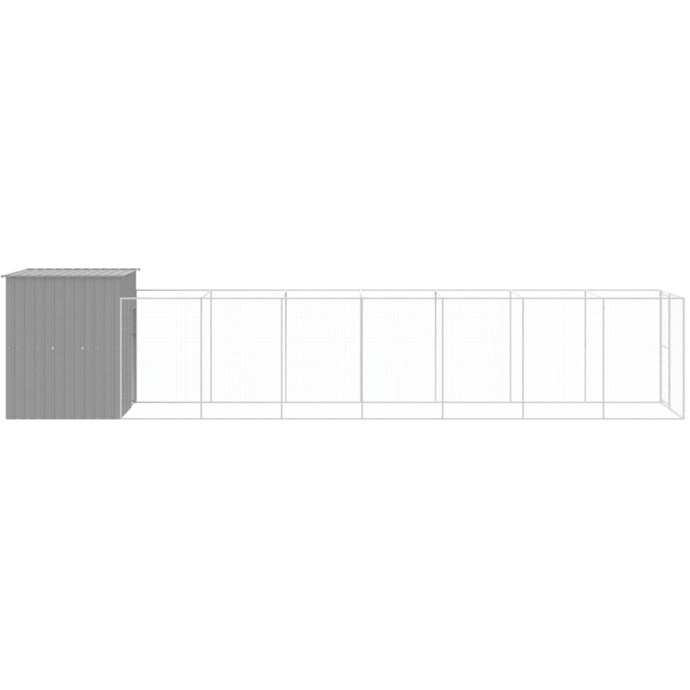 vidaXL Light Grey Steel Dog House with Run 165 x 863 x 181cm Image 3