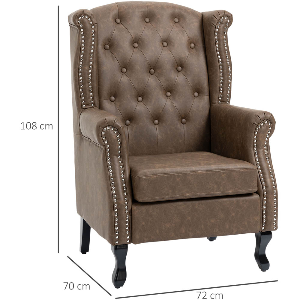 Portland Chesterfield Brown Tufted Wing Back Accent Chair Image 7