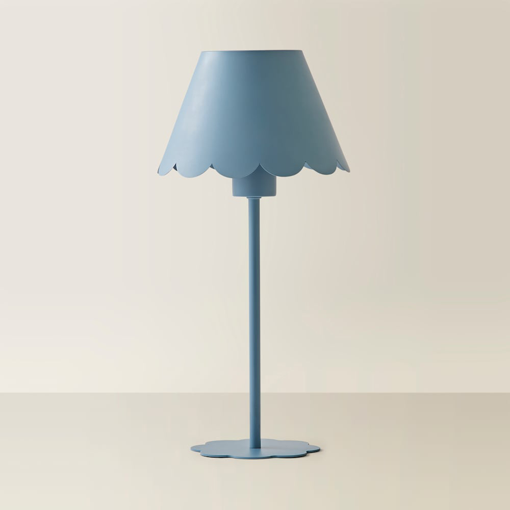 ValueLights Hattie Blue Scallop Rechargeable Table Lamp Image 3