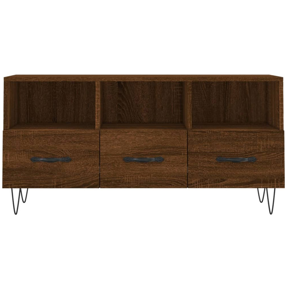vidaXL 3 Drawer 3 Shelf Brown Oak TV Cabinet Image 5