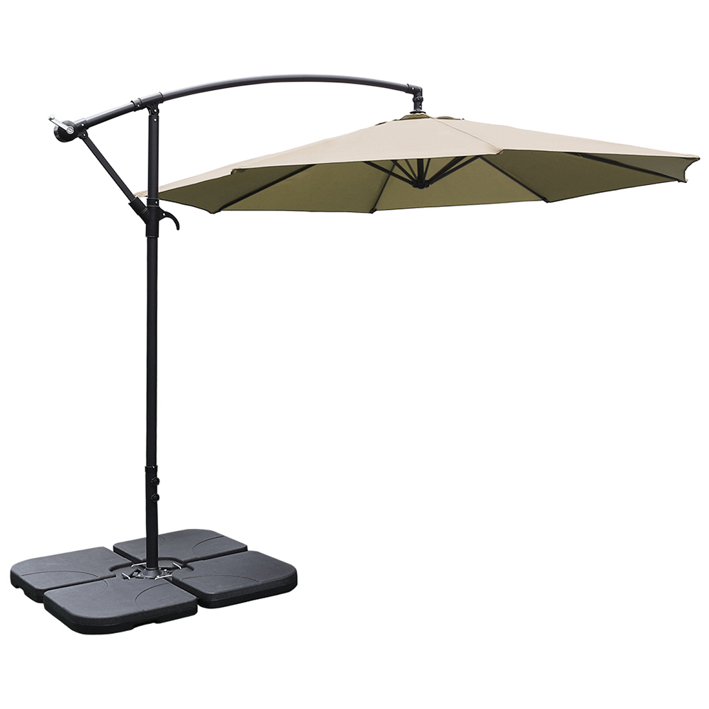 Living and Home Taupe Garden Cantilever Parasol with Square Base 3m Image 1