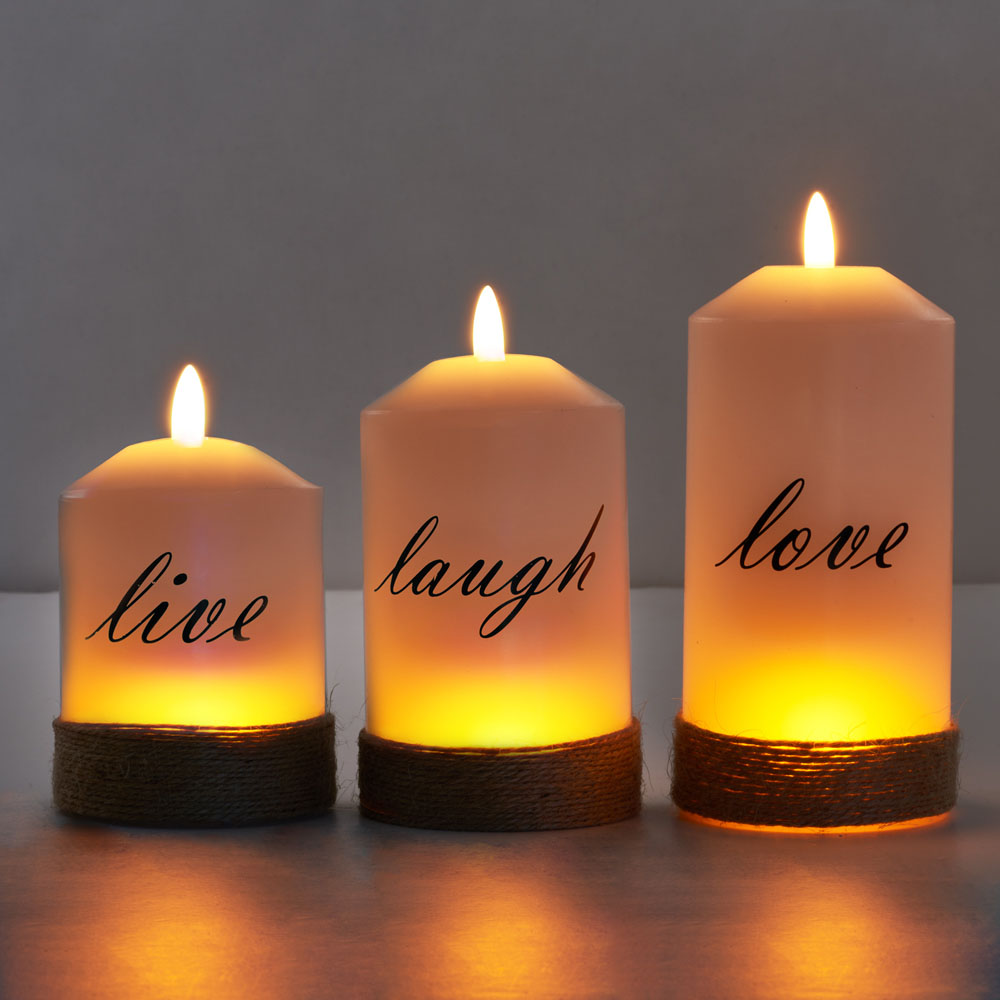 SA Products 3 Piece Live Love Laugh LED Candles Set Image 8