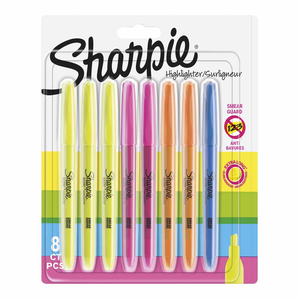 Sharpie Pocket Highlighters 8 pack Wilko