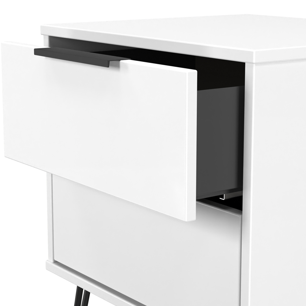 Crowndale Hong Kong 2 Drawer Matt White Compact Bedside Cabinet Ready Assembled Image 5